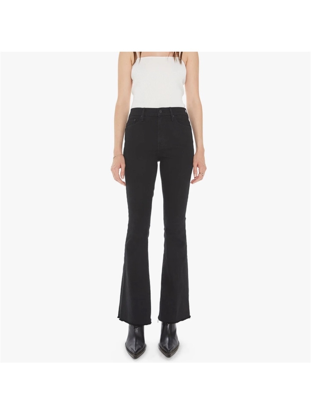 Mother Denim Revolve The Weekender Fray Black Lasting Impressions $258